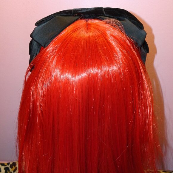 Vintage Black Velvet & Satin ILGWU Fascinator Hat Bow pinup retro rockabilly - Picture 13 of 16